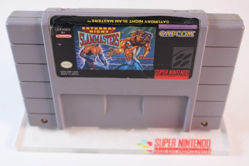 Saturday Night Slam Masters (Super Nintendo SNES, 1993) game cart only, tested